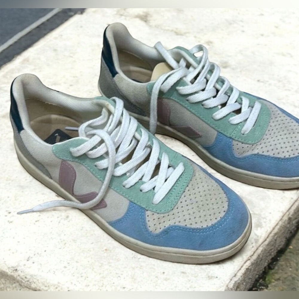 Veja V-10 Women's Multicolor Suede Sneakers Size 8 Lace-Up Athletic